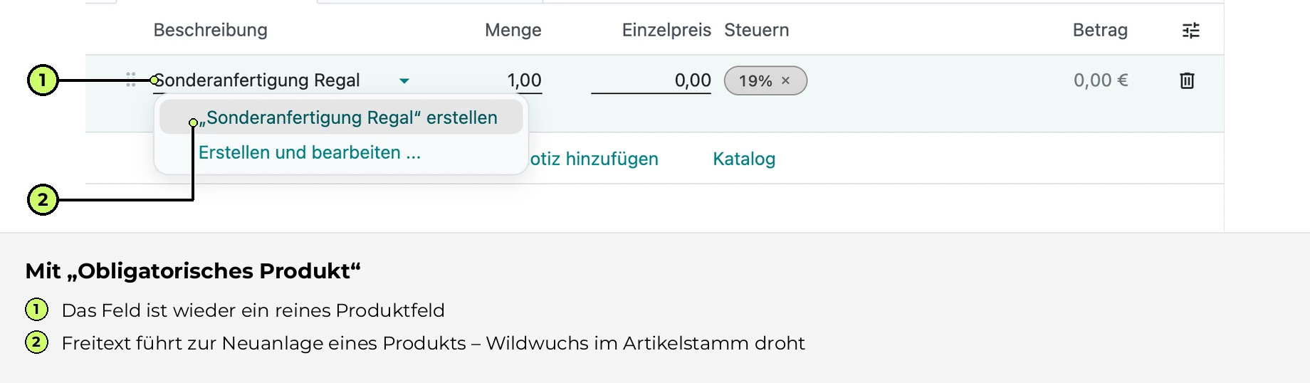 Mit „Obligatorisches Produkt“